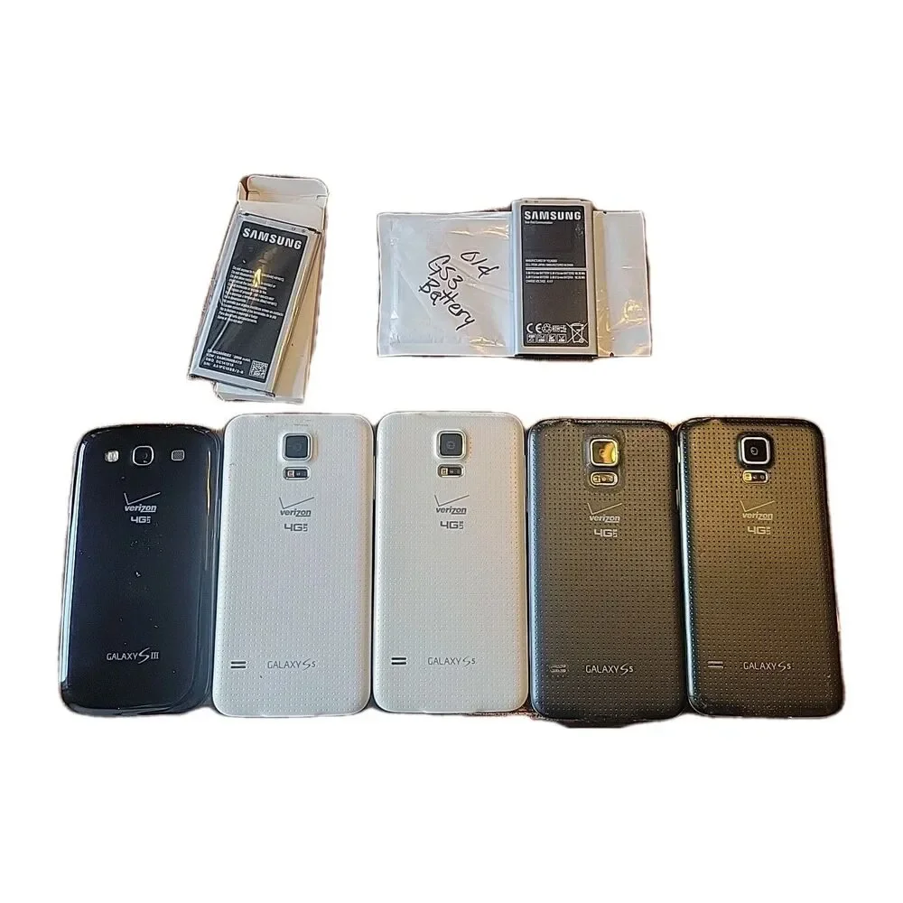 Samsung Galaxy Cell Phones - S3 and S5 - Verizon - Lot Of 5 - 2 Extra Batteries